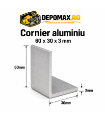 Cornier aluminiu 60 x 30 x 3 mm, 6 metri (EN AW-6060)